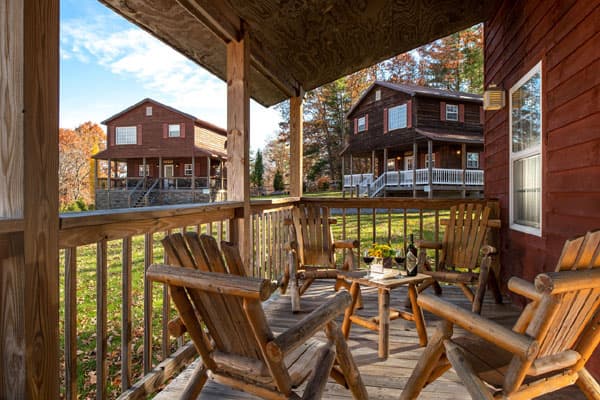 porch deck with wooden chairs